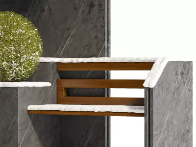 Snowy Dual Access Bench 3D model
