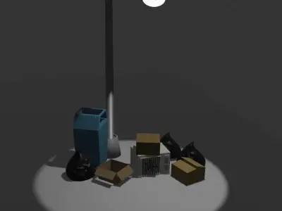 Urban city trash asset pack low poly Low-poly 3D model