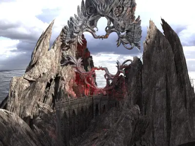 Dantes curved Fallen angel walkway arch 3D model