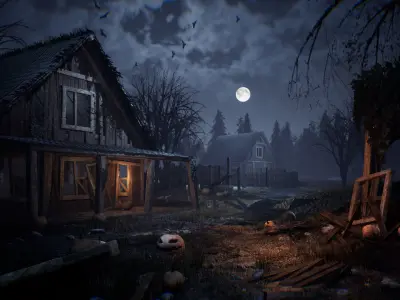 Haunted Farm 51 Assets Low-poly 3D model