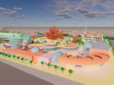 Cartoon theme park amusement park children amusement equipment 3D model