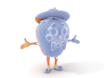 Strawberry Character D Model Rigged and Animated with Hat and... Low-poly 3D model