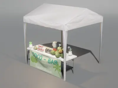 COCONUT-SHOP stand with food and drinks 3D model