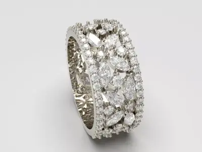 Marquise Lace Halo Ring 3D print model