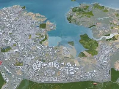 Batam City Riau Islands Indonesia 70km Low-poly 3D model