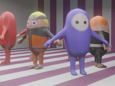 Fall Guys anime style 3D model