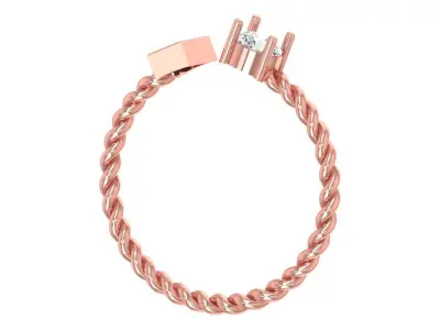 Light Weight Round Baguette stone Twisted Band Ring 3D print model