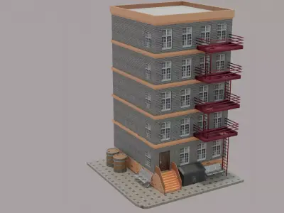 BUILDING with stairs and balconies 3D model