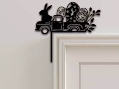 Rabbit And Egg Door Corner Decor 3D print model