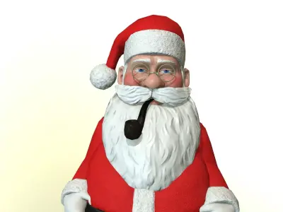 Santa Claus stylized cartoony 3D game ready character Low-poly 3D model