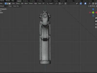 Realistic 3D Pistol Silhouette with Dramatic Lighting Low-poly 3D model