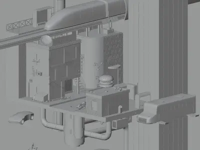 Cyberpunk city Low-poly 3D model