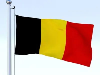 Animated Belgium Flag Low-poly 3D model