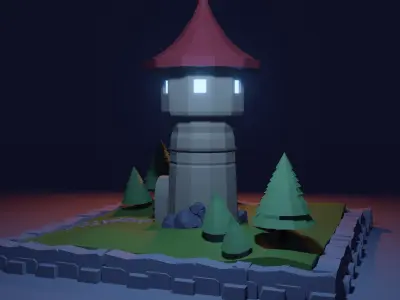 Fantasy tower low-poly model  Free low-poly 3D model