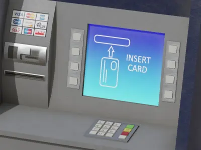 ATM cash machine Low-poly 3D model
