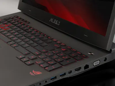 Asus ROG G751JY gaming laptop Low-poly 3D model