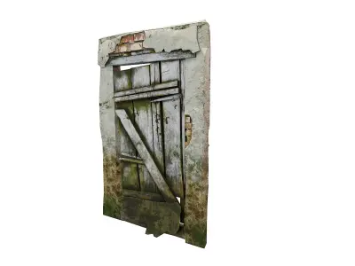 Grungy old door  Low-poly 3D model