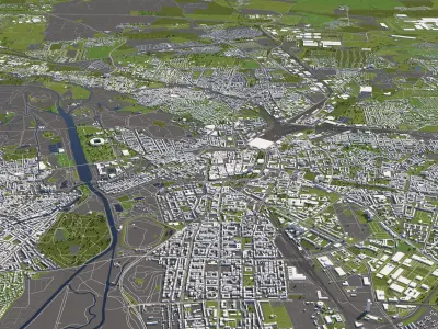 Leipzig Germany 50x50km 3D City Map 3D model