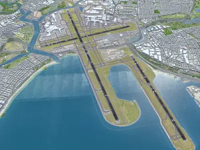 Sydney Airport 10km Low-poly 3D model
