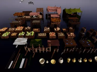 Medieval Props Low-poly 3D model