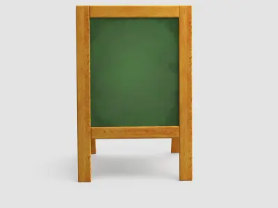 Board wooden easel with chalkboard 3D model