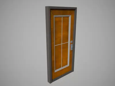 wooden door Low-poly 3D model 21