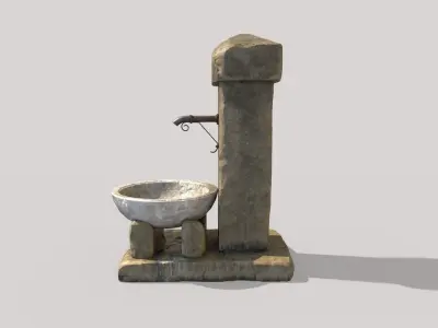 Old Stone Fountain Low-poly 3D model
