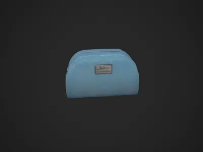 Light Blue Makeup Bag - Cosmetics Bag Low-poly 3D model
