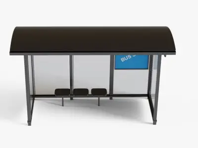 Bus Stop Low-poly 3D model