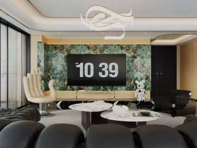 Italian style light luxury living room 3D model