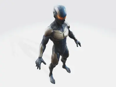 Scifi super hero in suit 3D model