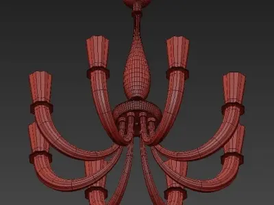 GABBIANO chandelier with gold and glass shades 3D model