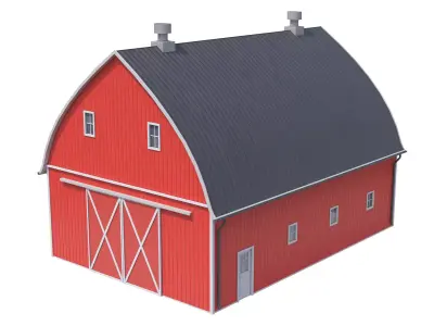 Red Farm Barn 24 PBR Low-poly 3D model