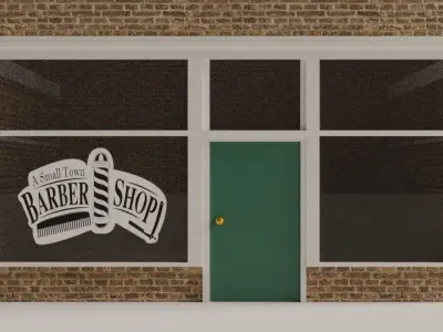 Low-Poly Small town main street shop Low-poly 3D model