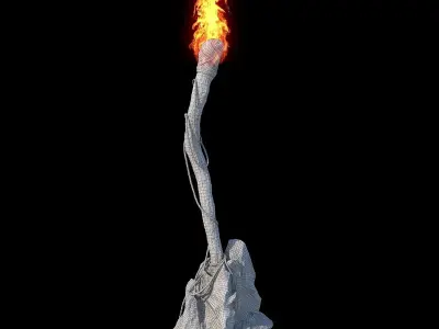 Fantasy torches  kit with PBR  V-ray render setup 3D model