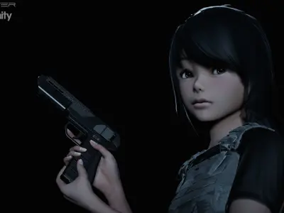 Sci-Fi Cyberpunk Pistol Low-poly 3D model