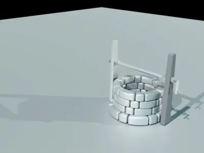 well 3D model pile of bricks 3D model