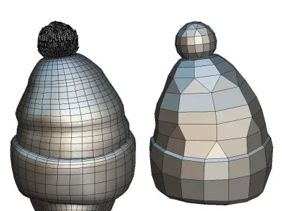 Cartoon High Poly Subdivision Knitted Hat Low-poly 3D model