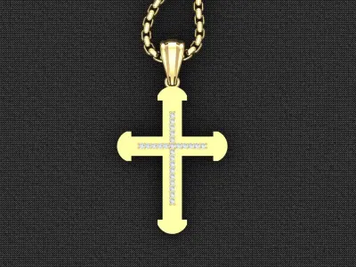 High Cross Pendant Light Gold 18K 3CP084 3D model