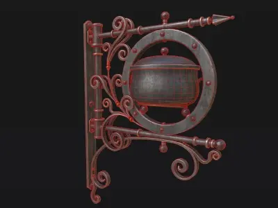 Medieval Tavern Sign Low-poly 3D model
