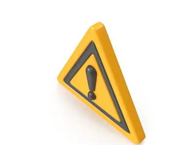 Warning Sign Low-poly 3D model