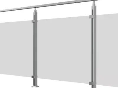 Set of glass railing systems 3D model