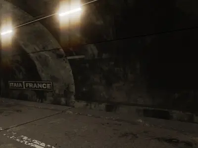 Tunnel with sign that says france Low-poly 3D model