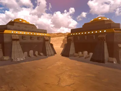 SciFi Desert Building 2 Low-poly 3D model