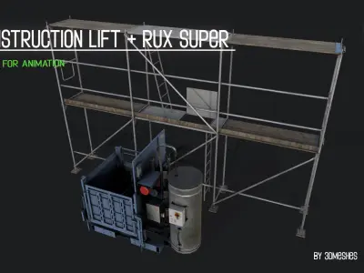  Construction Lift and RUX Super  Low-poly 3D model