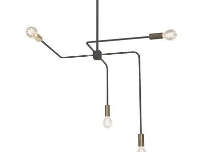 ODDER modern chandelier with three light bulbs 3D model