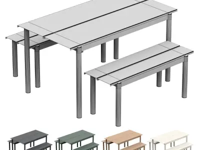 MUUTO Linear Steel Garden Set Low-poly 3D model