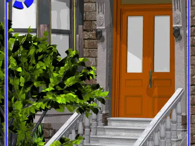 Brownstone Street Scene 1 3D model