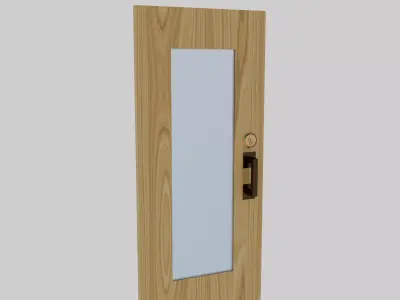 Wooden and Glass door brass finishing  3D model