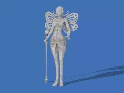 Sci-fi character statue Low-poly 3D model